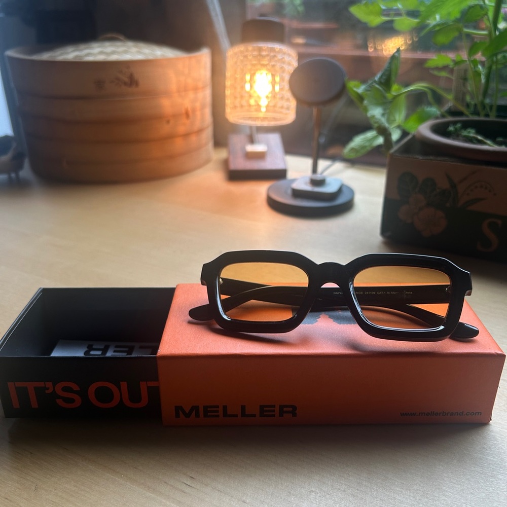Meller Nayah Square Frame Sunglasses with Amber Orange Lenses